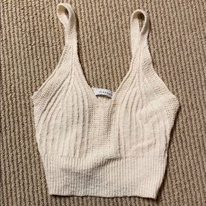 White Knit Cropped Tank